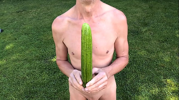 naked pathetic slave enjoy outdoor in penis cage cucumber fuck and proof it is clean, cmnm
