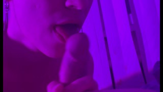 I tickle frenulum with my tongue and do blowjob, cum in my mouth a lot of cum and moans. ASMR