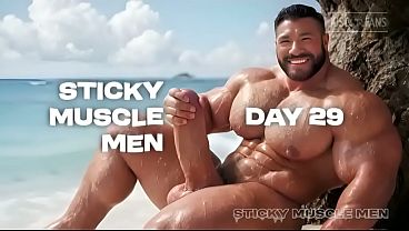 Sticky Muscle Men Day 29 Preview, AI-Generated Muscle Guys, Big Dicks, Big Cum Loads
