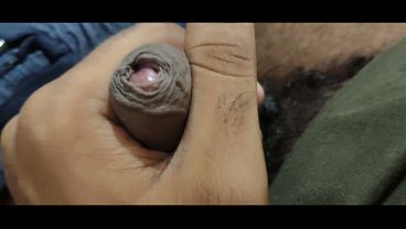 Boy showing his small chammy on the camera