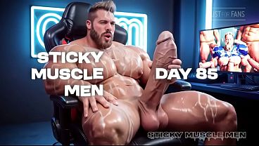 Sticky Muscle Men Day 85 Preview, AI-Generated Muscle Guys, Big Dicks, Big Cum Loads